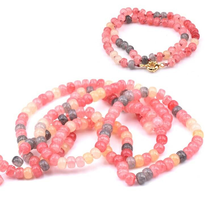 Jade-imitation glass rondelle beads pastel color mix - 6x5mm (1 strand - 82cm)