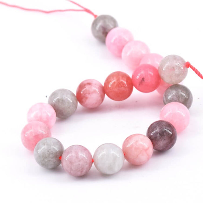 Round Jade Bead Pastel Mix -10mm - Hole: 1mm (1 Strand - 19cm)