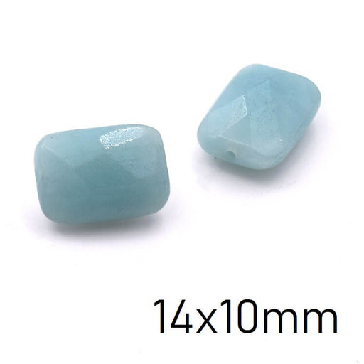 Buy Faceted amazonite rectangle bead 14x10mm - Hole: 1mm (1)