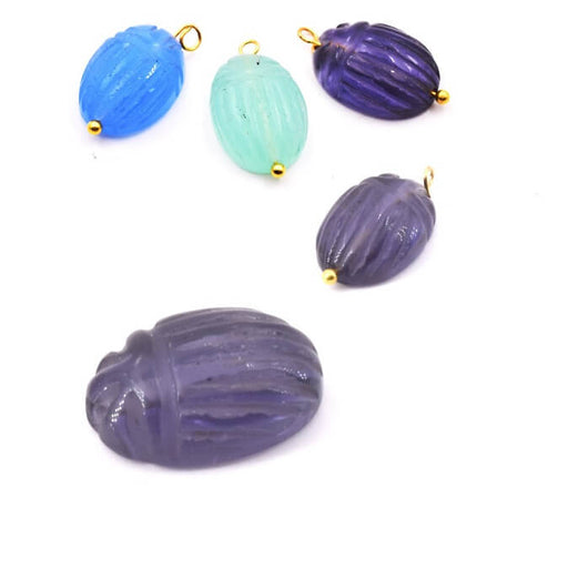 Scarab carved bead Amethyst 14x10mm - Hole: 0.8mm (1)