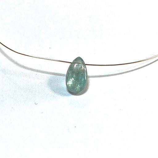 Domed pear drop bead pendant Kyanite blue green water 10x6mm (1)