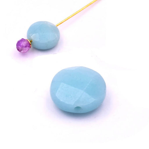 Buy Amazonite faceted flat round bead 10mm - Hole: 1mm (1)
