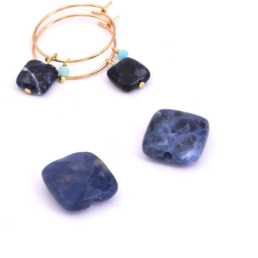 Buy Sodalite faceted flat square bead 8x8mm - Hole: 1mm (2)