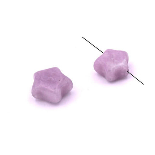 Carved star bead in opaque amethyst 10mm - Hole: 1.2mm (2)