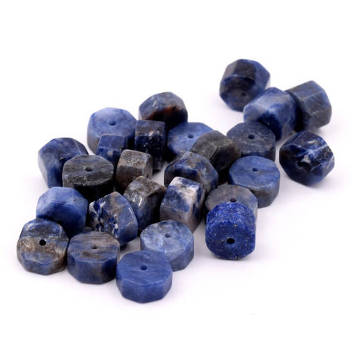 Sodalite Octagon Rondelle Beads 3-6x10mm - Hole: 1.2mm (26)