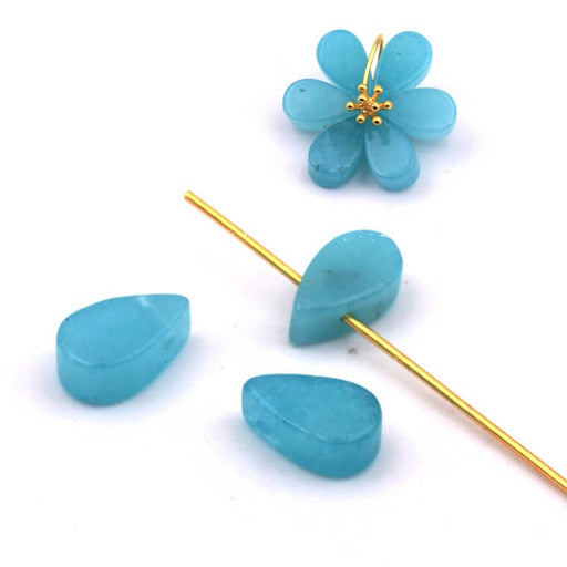 Drop bead flat pendant 10x6mm Jade green amazonite - Hole: 0.8mm (3)