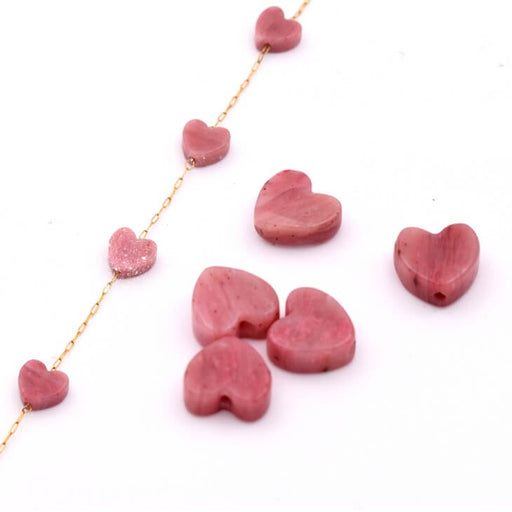 Buy Rhodonite Heart Bead 6mm - Hole: 0.8mm (5)