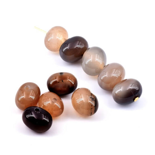 Large Natural Agate Rondelle Beads 12-13.5x9-10mm - Hole: 1.2mm (5)