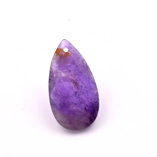 Teardrop pendant Faceted amethyst - 13x25mm - Hole: 0.8mm (1)