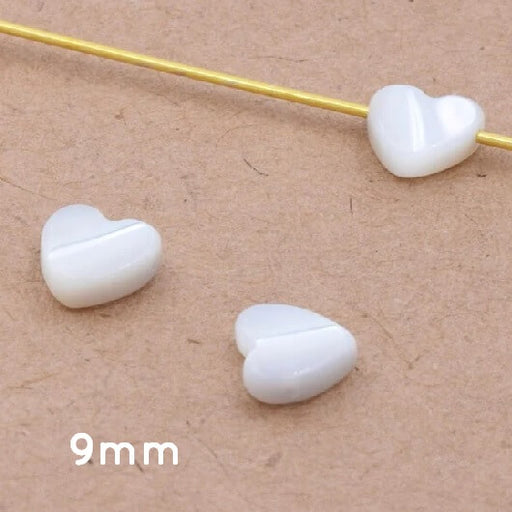 Buy Heart-shaped bead - Shell 8.5x8.5mm - Hole: 0.5mm (2)