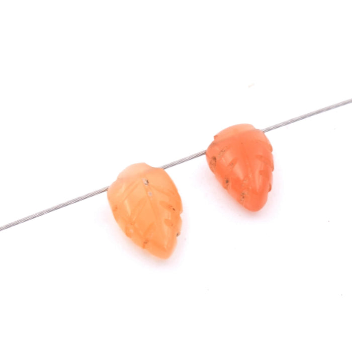 Leaf pendant Orange moonstone - 8-10mm - Hole: 0.4mm (2)