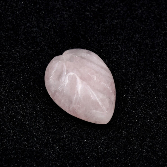 Carved leaf pendant Rose quartz - 19x14mm - Hole: 0.8mm (1)