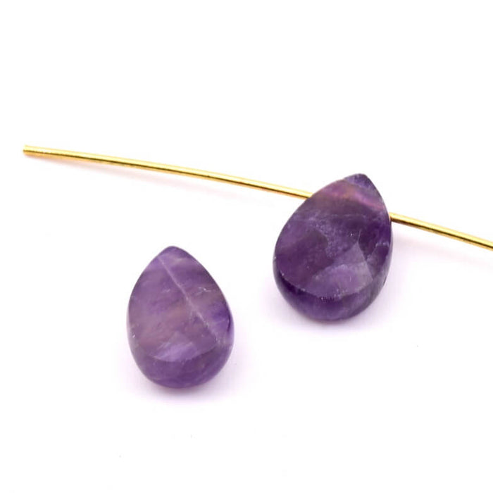 Faceted drop pendant in amethyst - 11-12x9mm - Hole: 0.8mm (1)