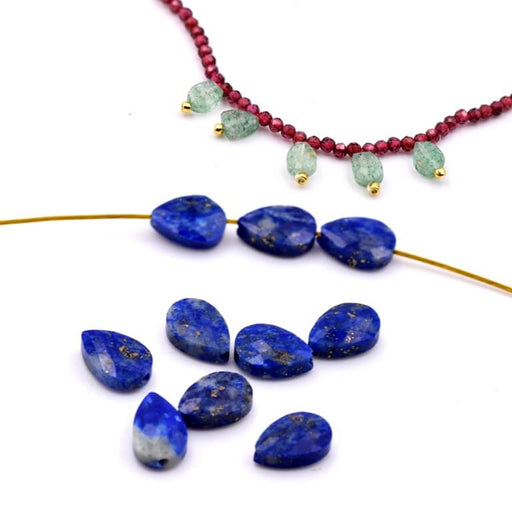 Buy Lapis lazuli faceted teardrop bead 6x4mm - Hole: 0.8mm (10)