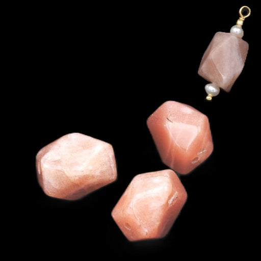 Baroque Polygon Sunstone Beads 11-15mm - Hole: 1.2mm (3)