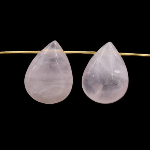 Rose Quartz smooth Drop Bead Pendant 14x11mm - Hole: 1mm (2)