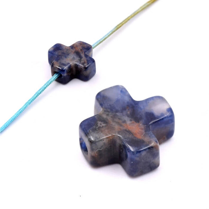Sodalite cross bead 10mmx3mm - Hole: 1.1mm (1)