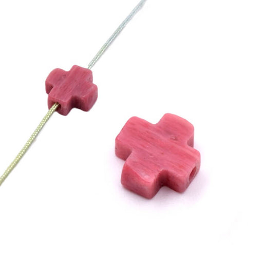 Rhodonite cross bead 8mmx3mm - Hole: 1.1mm (1)