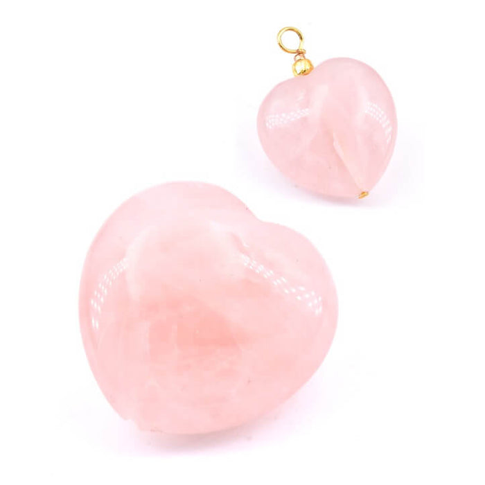 Rose quartz heart pendant bead 25mm - Hole: 1mm (1)