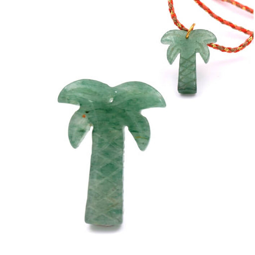 Palm tree pendant Green aventurine - 28x22mm - hole: 1mm (1)