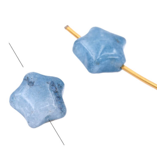 Blue tinted jade carved star bead 8mm - Hole: 0.8mm (2)