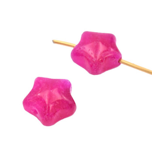 Fuchsia tinted jade carved star bead 8mm - Hole: 0.8mm (2)