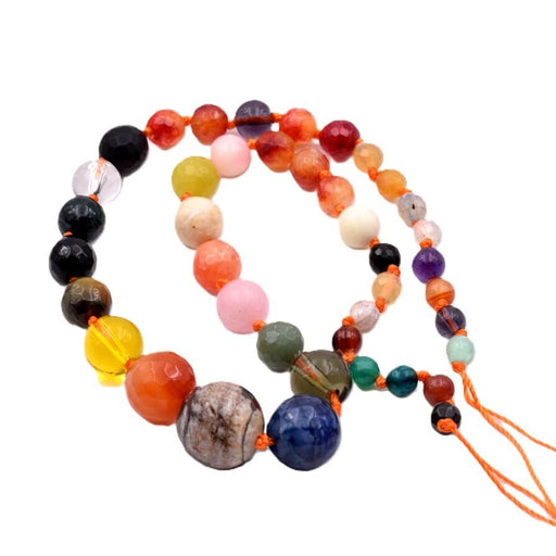 Buy Round Beads Natural and Synthetic mix Knotted mix 6.5-12mm (1 strand 40cm)