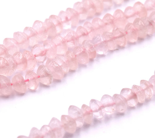 Heishi Beads Bicone Beads chips Rose Quartz 5mm, Hole 0.5mm, 33cm (1 strand)