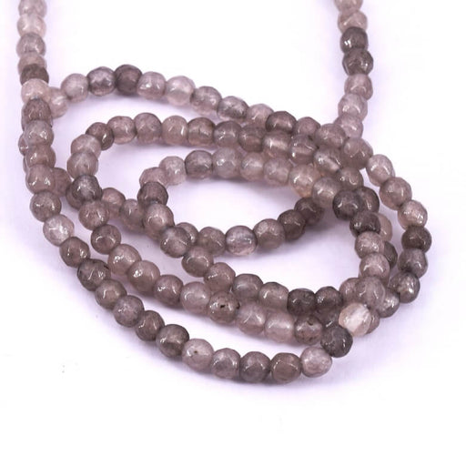 Gray agate faceted round bead 3-3.5mm - Hole: 0.5mm (1 Strand-36cm)