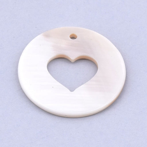 Shell pendant with hollow heart 25mm - Hole: 1.2mm (1)