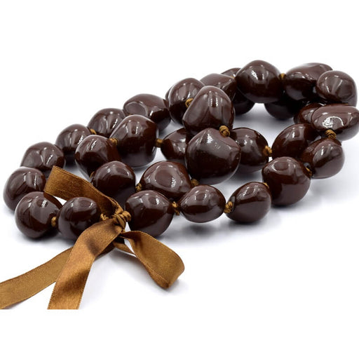 Brown Kukui seed nugget bead 25x25mm (1 strand-80cm)