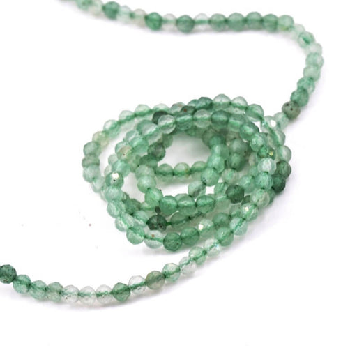 Green Aventurine faceted round beads 2-2.5mm (1 strand - 38cm)