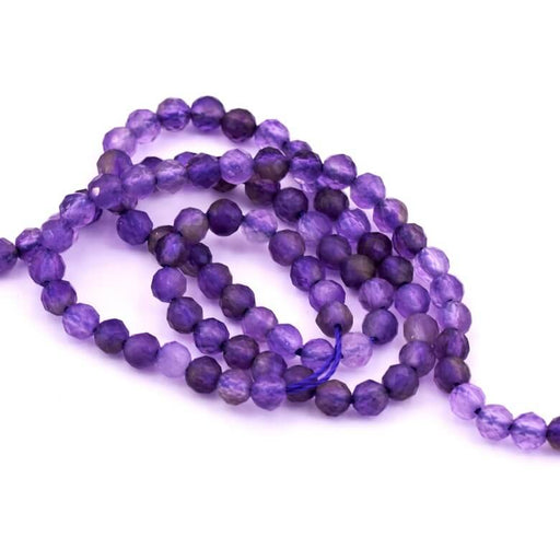 Amethyst faceted round bead 3mm Hole: 0.6mm (1 strand-39cm)