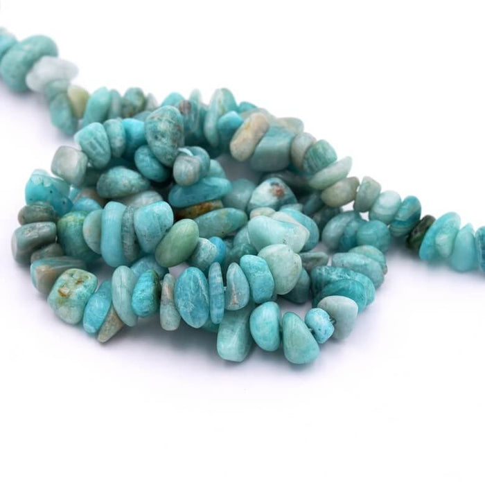 Amazonite rounded chips bead 5-14x4-10mm - Hole: 1mm (1strand-38cm)