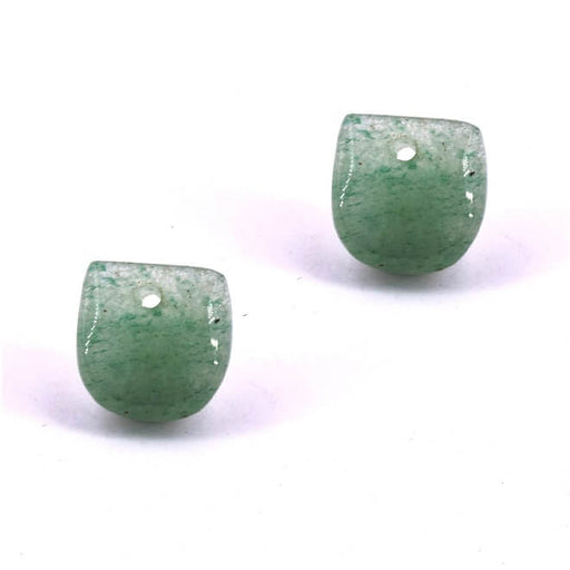 Half oval green aventurine bead 11x11x5mm - hole: 1.3mm (2)