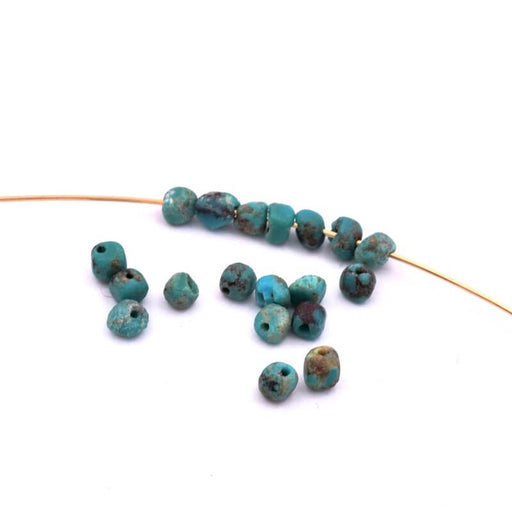 Natural turquoise nugget cube beads 3.5x3.5mm - Hole: 0.8mm (20)