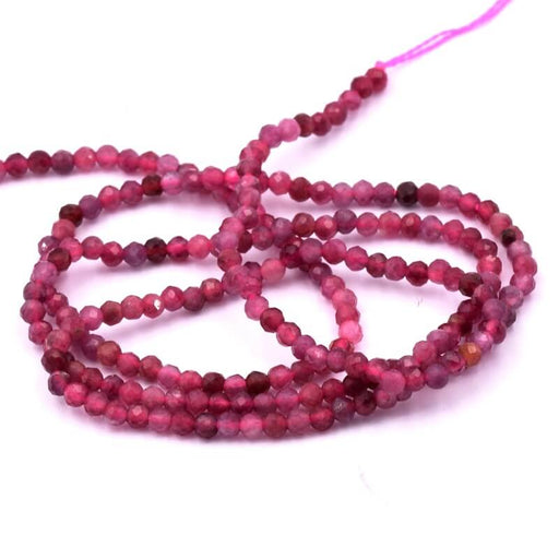 Round bead faceted Tourmaline pink 2-2.5mm (1 Strand-38cm)