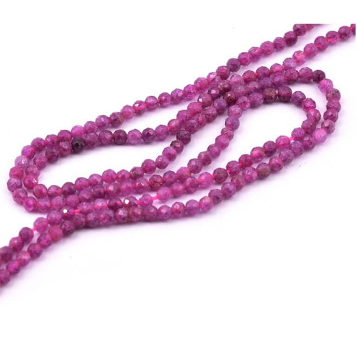 Buy Natural ruby ​​corundum faceted bead 2.5mm - Hole: 0.6mm (1 strand-39cm)