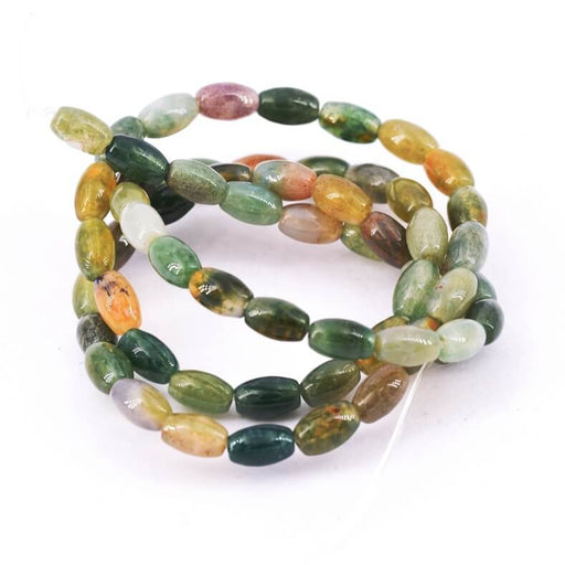 Buy Oval rice bead bead in Indian agate 6.5x4mm (1strand-39cm)