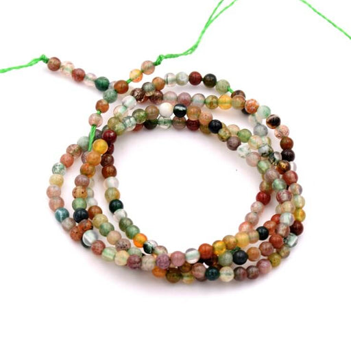 Round Beads Indian Agate 2mm - Hole: 0.5mm (1 Strand - 39cm)