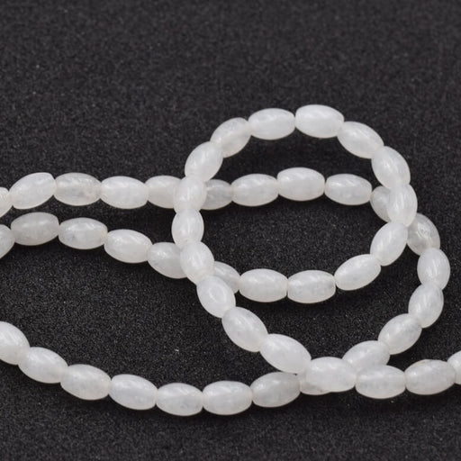 White jade rice oval bead 6x4mm - Hole: 0.8mm (1 strand - 39cm)