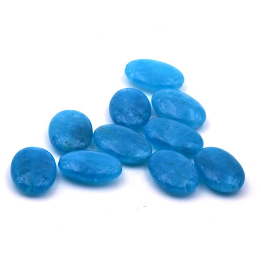 Buy Flat oval bead -Blue tinted jadeTurquoise 18x13mm - Hole: 1mm (10)