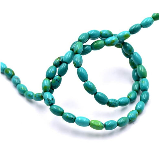 Buy Oval rice bead magnesite Turquoise green dyed - 6x4mm - Hole: 1mm (1 strand) )