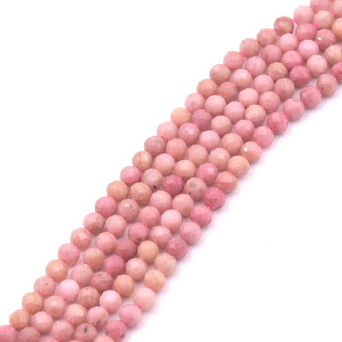Faceted natural rhodonite round bead - 3.5mm - 38cm strand (1)