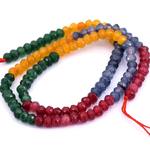 Mix dyed Jade faceted rondelle bead 4mm - Hole: 0.5mm (1 Strand-35cm)