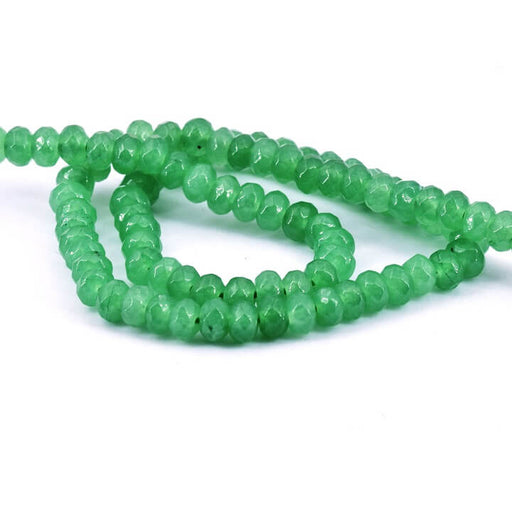 Faceted rondelle bead tinted jade green - 6x4mm - Hole: 1mm (1 strand-34cm)