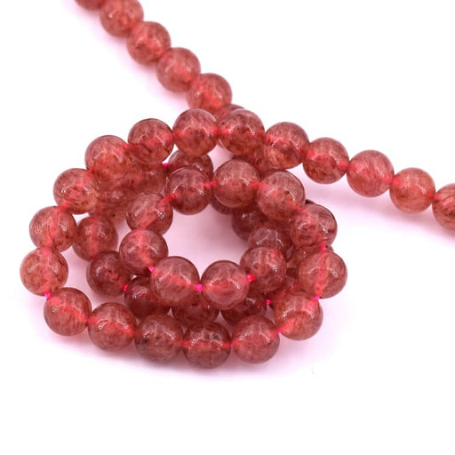 Buy Strawberry quartz round bead 6mm - Hole 1mm (1Strand-38cm)