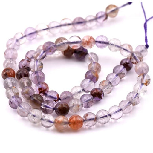 Buy Round purple lodolite quartz bead 6mm - Hole: 0.5mm