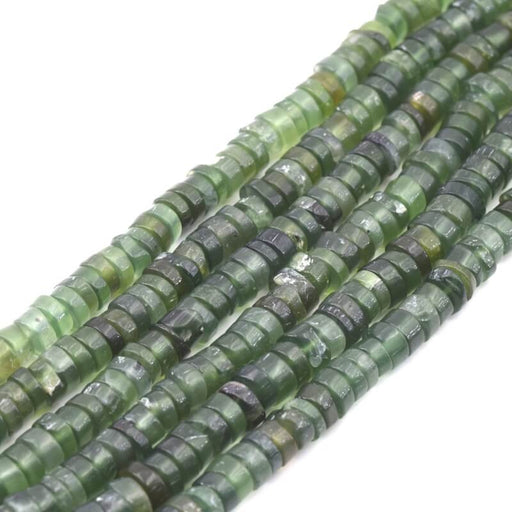 Heishi Beads Green Jade 5-6x2-4mm - Hole: 0.4mm (1 Strand - 32cm)