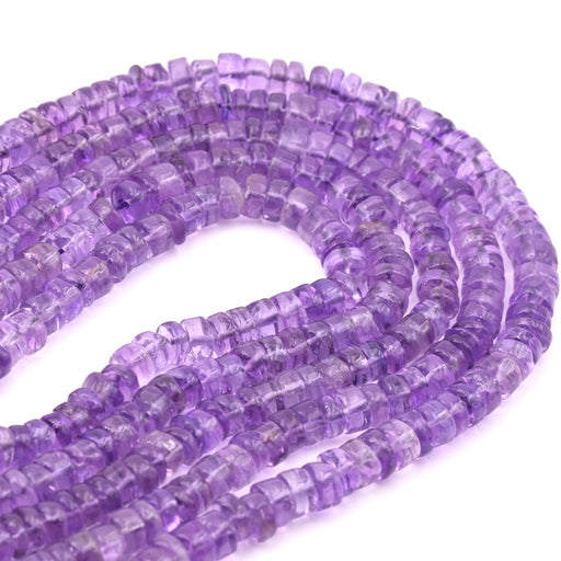 Buy Light amethyst heishi tube bead 5.5-6x2-4mm - Hole: 0.5mm (1 strand - 32cm)